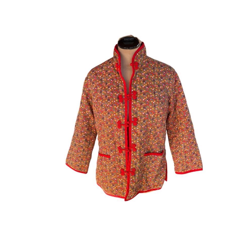 Handmade Quilted Jacket Sz. S - Twee, Grannycore, Pattern, Kidcore, Chinese Frog